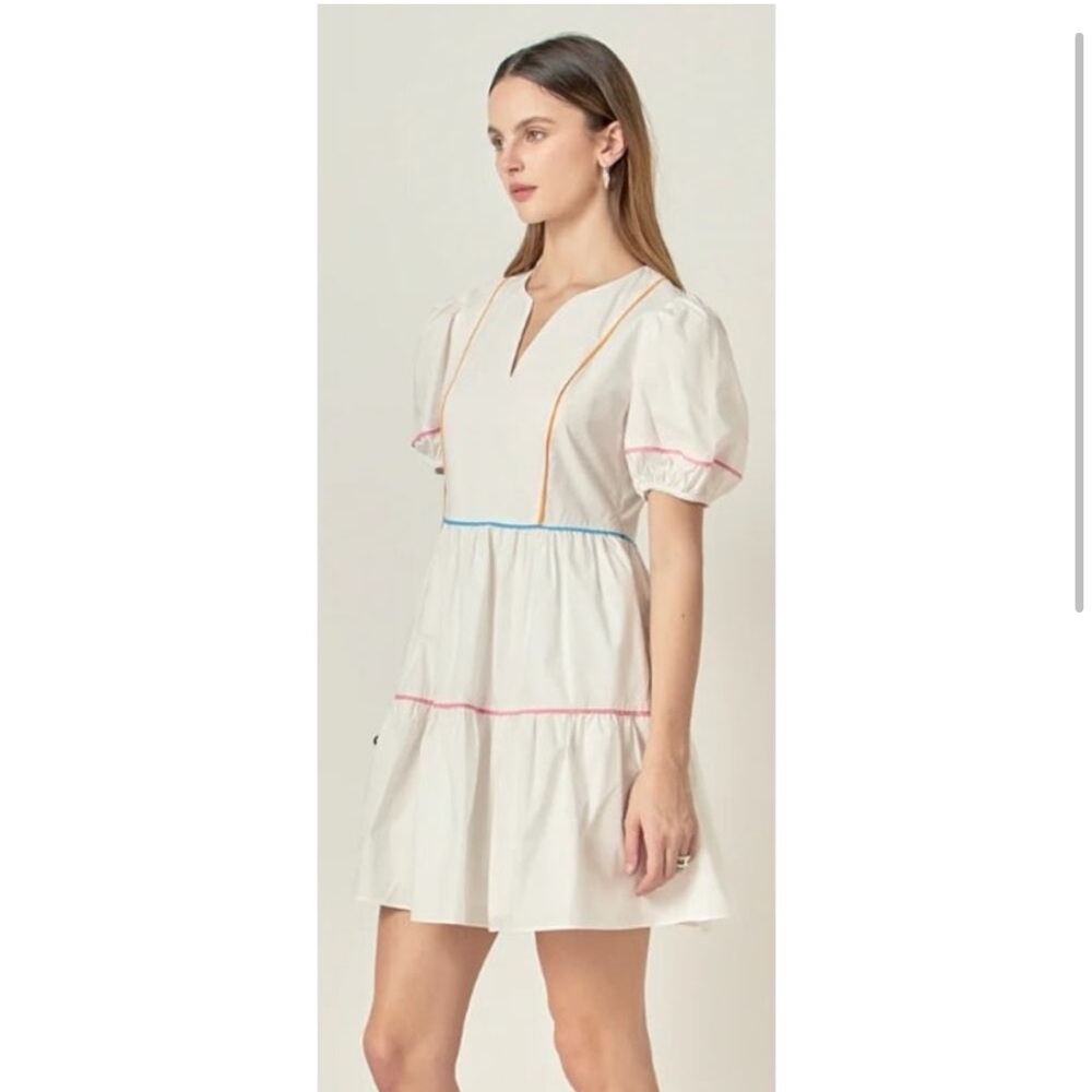 English Factory Puff Sleeve Split Neck Ivory
Multicolor Mini Dress Womens small